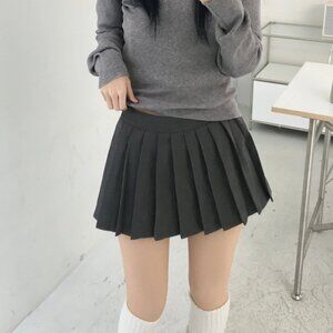 Zara Gray Plaid Checkered Pleated Mini Skirt Skort